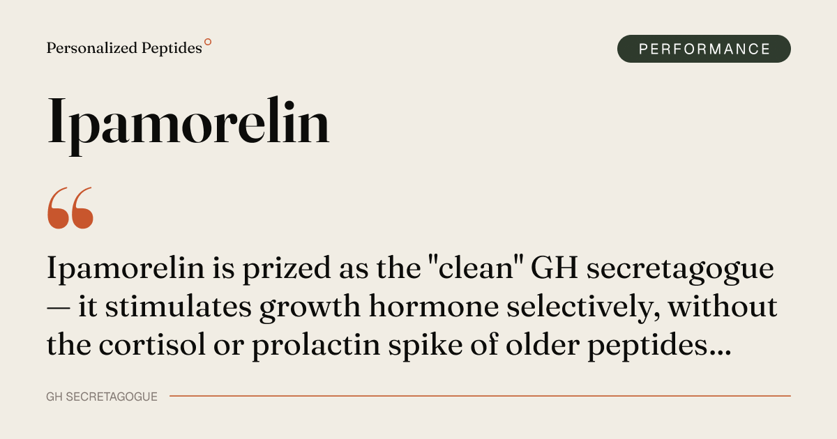 Ipamorelin — Ipamorelin is prized as the "clean" GH secretagogue — it stimulates growth hormone selectively, without the cortisol or prolactin spike of older peptides…