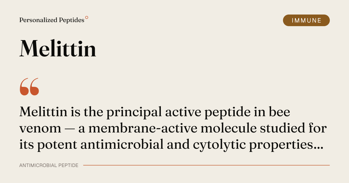 Melittin — Melittin is the principal active peptide in bee venom — a membrane-active molecule studied for its potent antimicrobial and cytolytic properties…